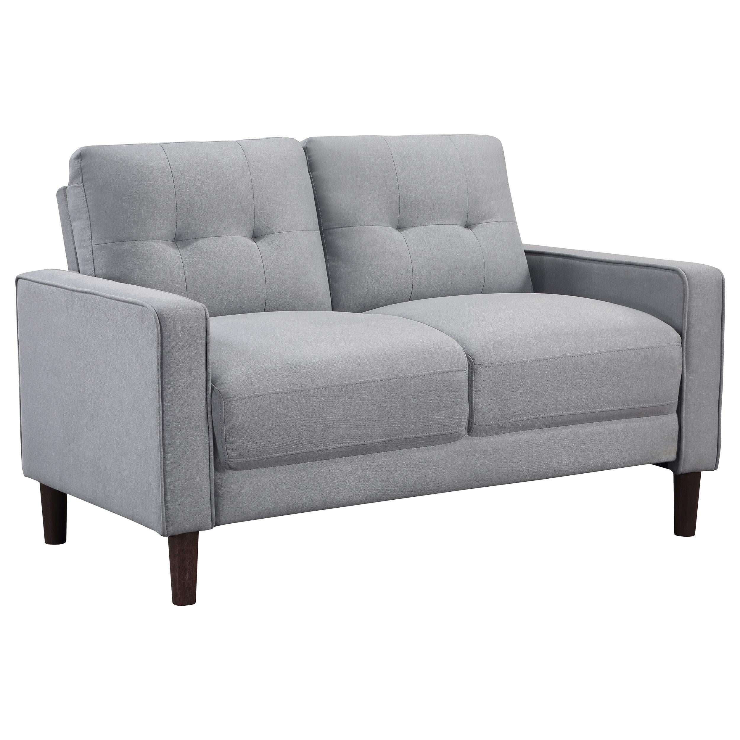Coaster Furniture Bowen 506782 Upholstered Track Arm Tufted Loveseat - Grey IMAGE 1